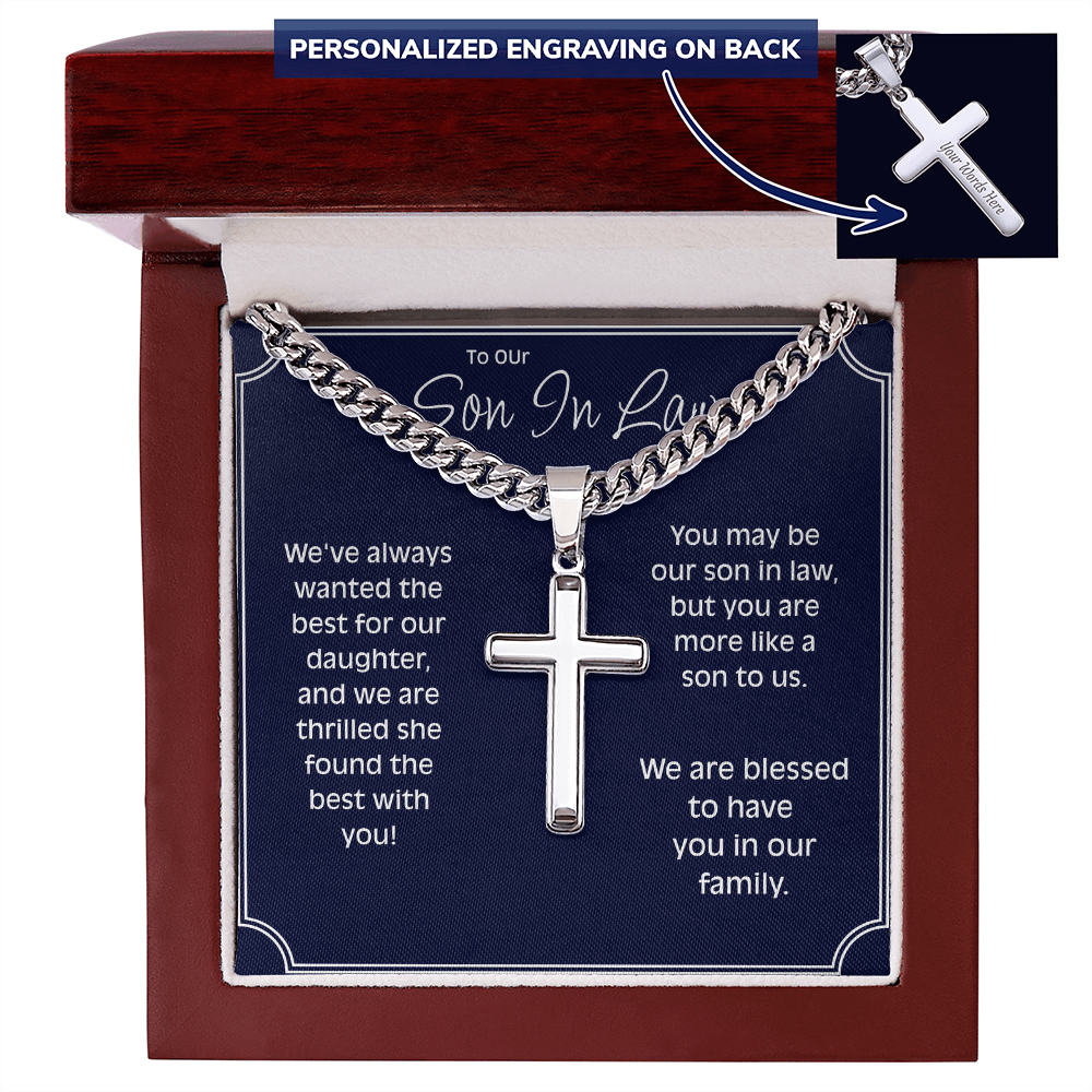 To Our Son In Law - Personalized Cross Chain from Parents-In-Law