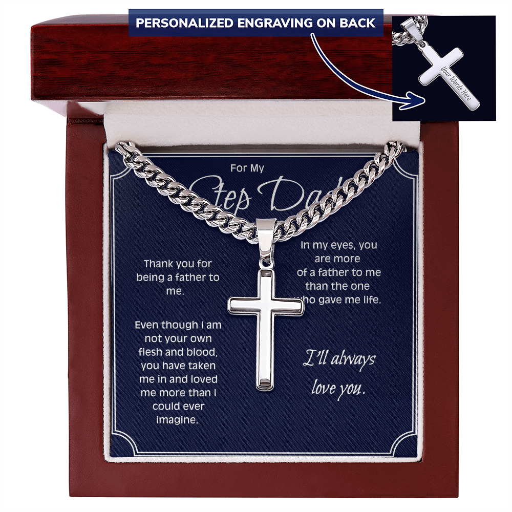 Personalized Cross Necklace for Stepdad