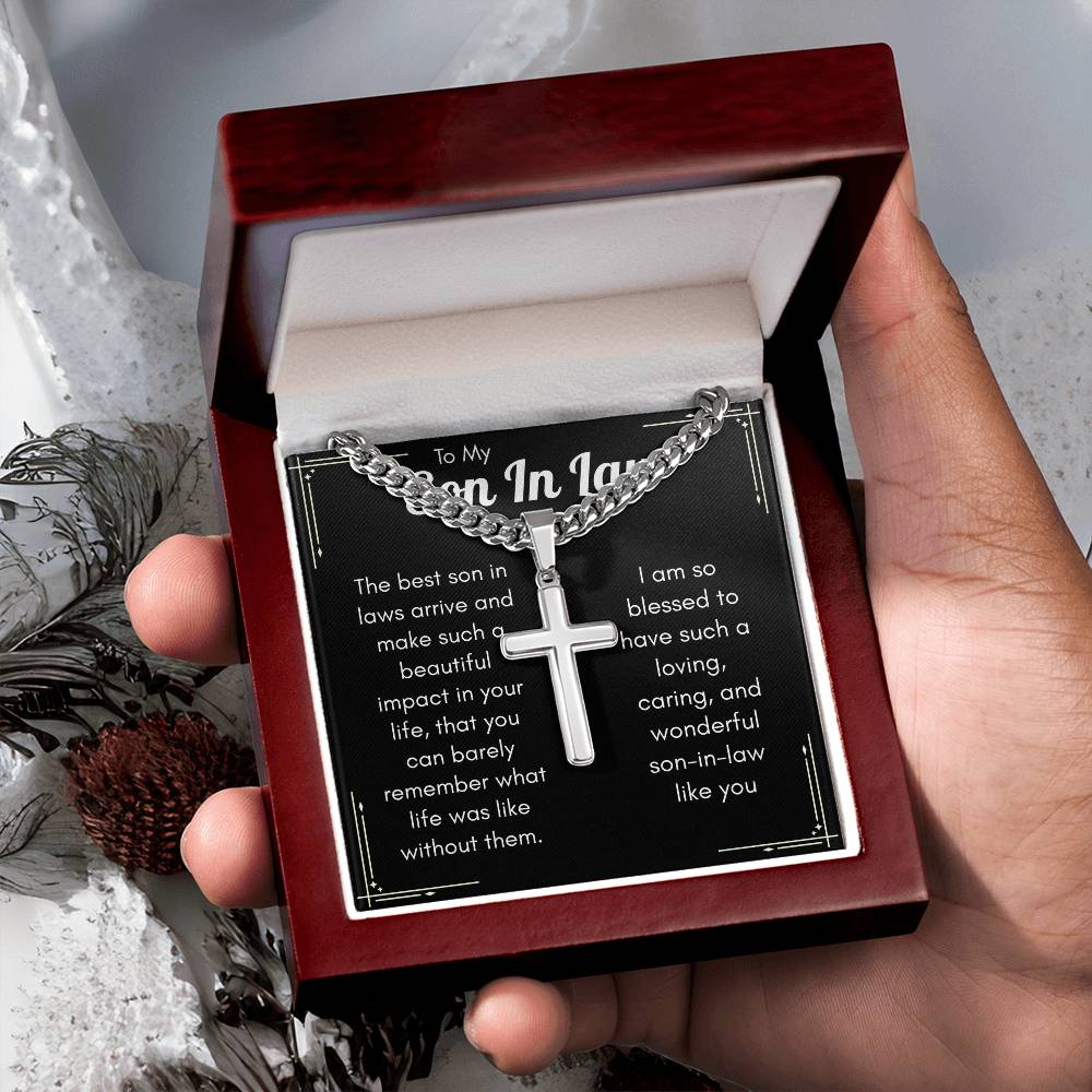Personalized Cross Necklace for Son-in-Law – Meaningful Christian Gift for a Wonderful Son-in-Law