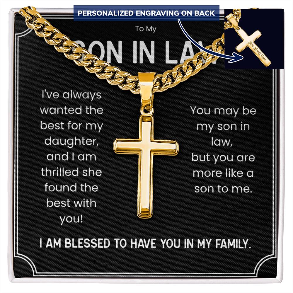 Personalized Cross Necklace for Son-in-Law – Meaningful Gift from Mother-in-Law or Father-in-Law