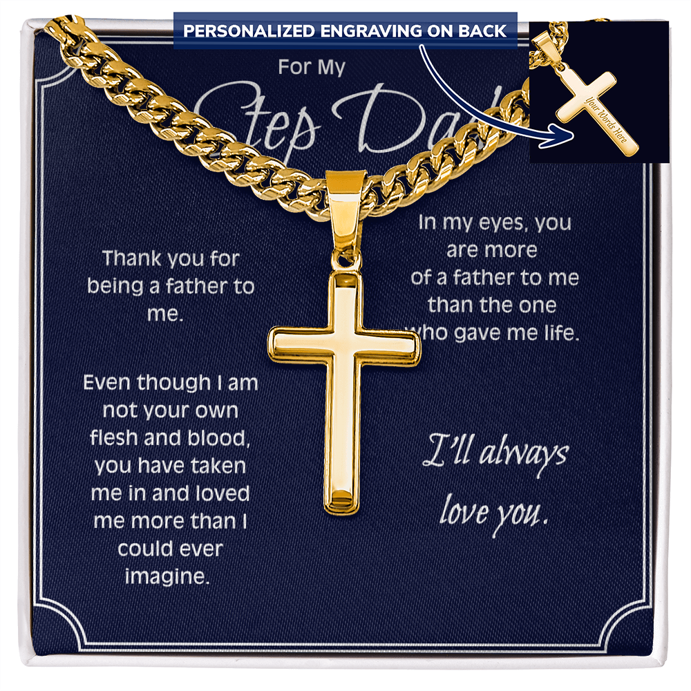 Personalized Cross Necklace for Stepdad