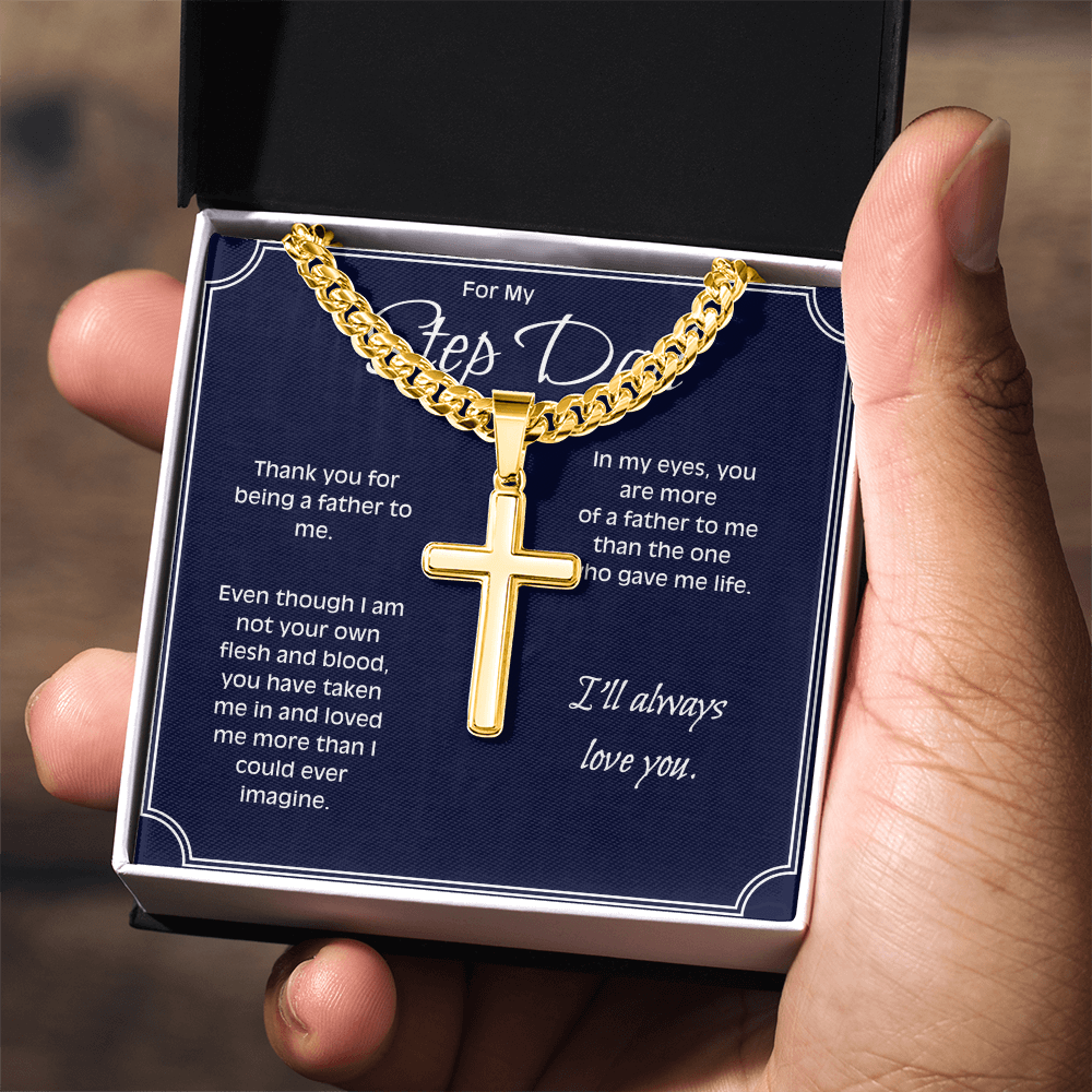 Personalized Cross Necklace for Stepdad