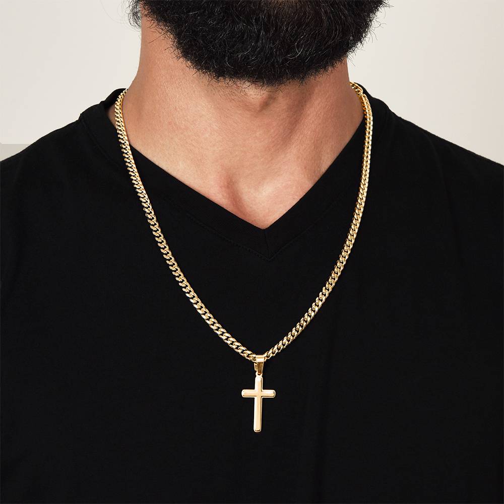 To My Son on Your Wedding Day | Personalized Engraved Cross Necklace from Mom