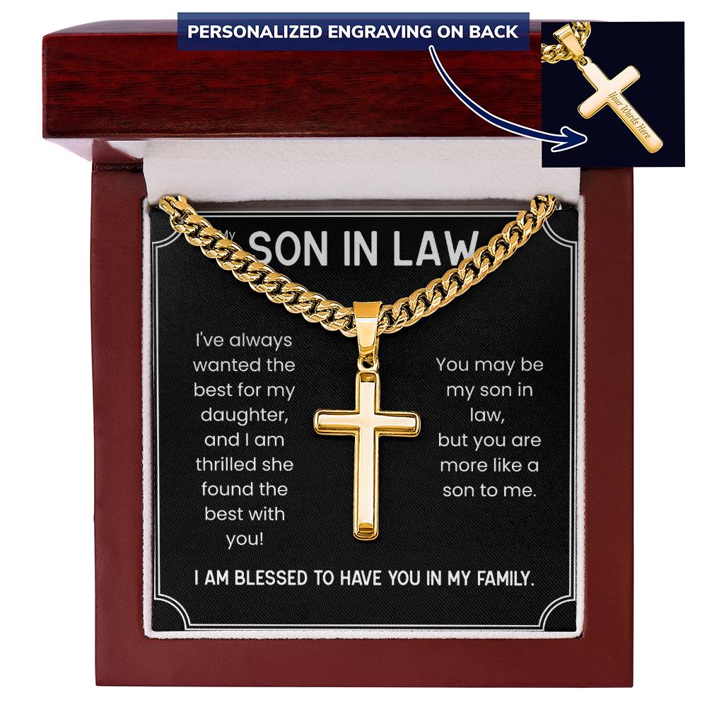 Personalized Cross Necklace for Son-in-Law – Meaningful Gift from Mother-in-Law or Father-in-Law