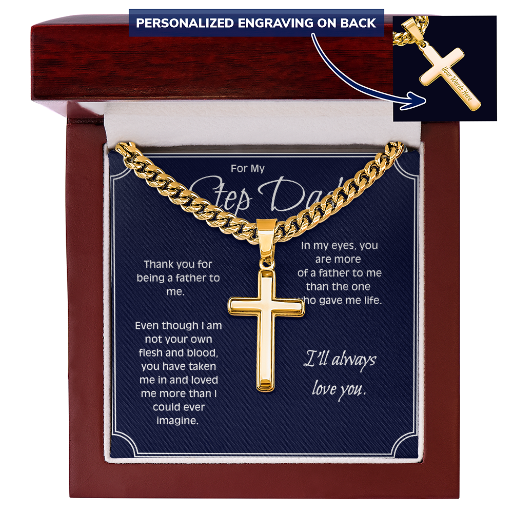 Personalized Cross Necklace for Stepdad