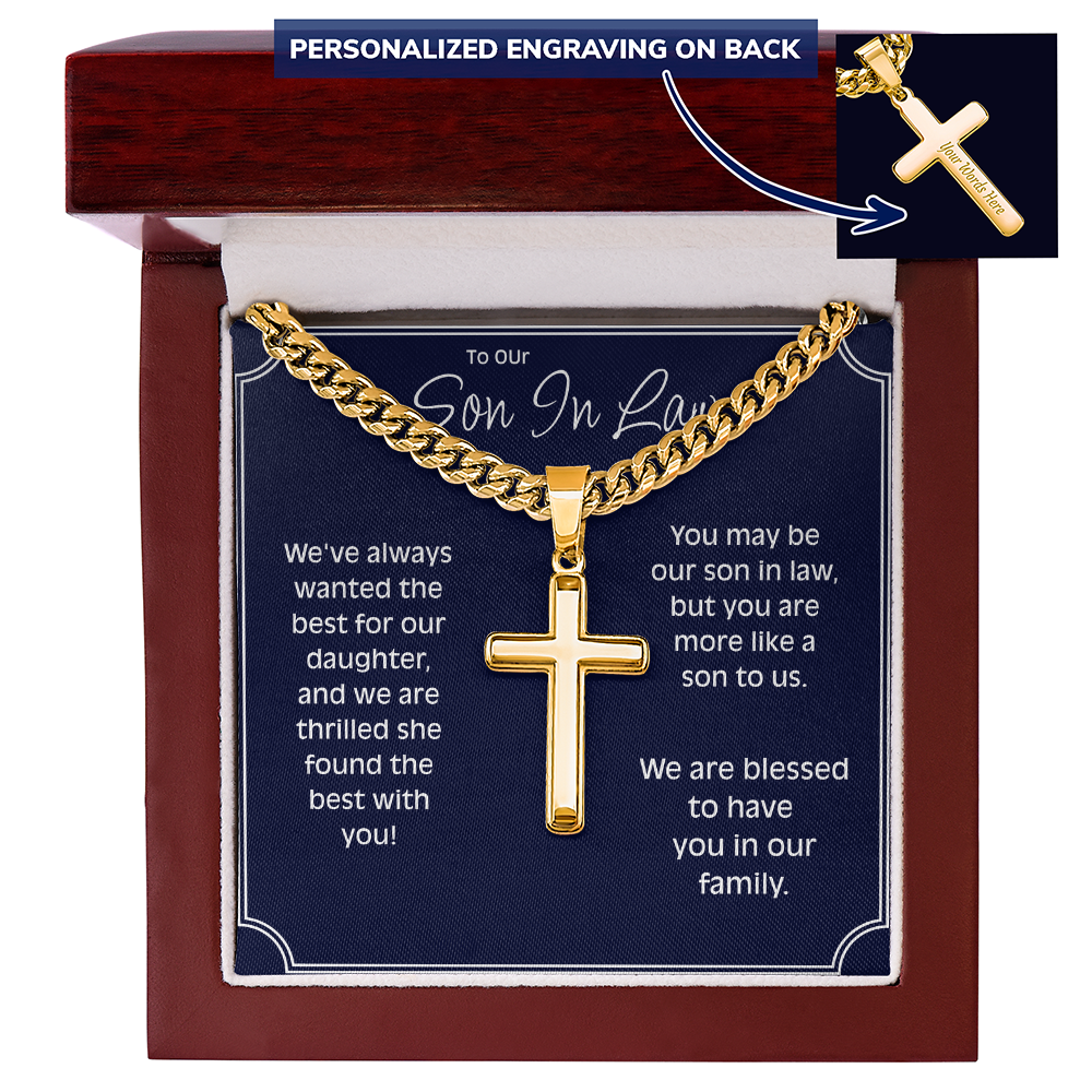 To Our Son In Law - Personalized Cross Chain from Parents-In-Law