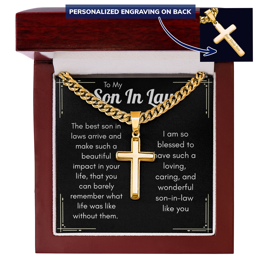 Personalized Cross Necklace for Son-in-Law – Meaningful Christian Gift for a Wonderful Son-in-Law