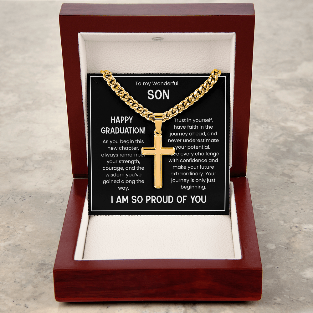 Engraved Cuban Chain Graduation Gift for Son