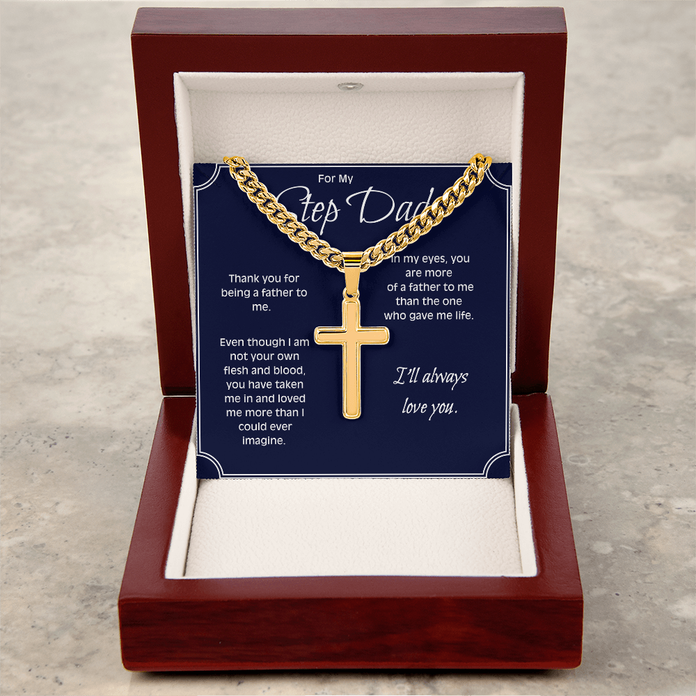 Personalized Cross Necklace for Stepdad