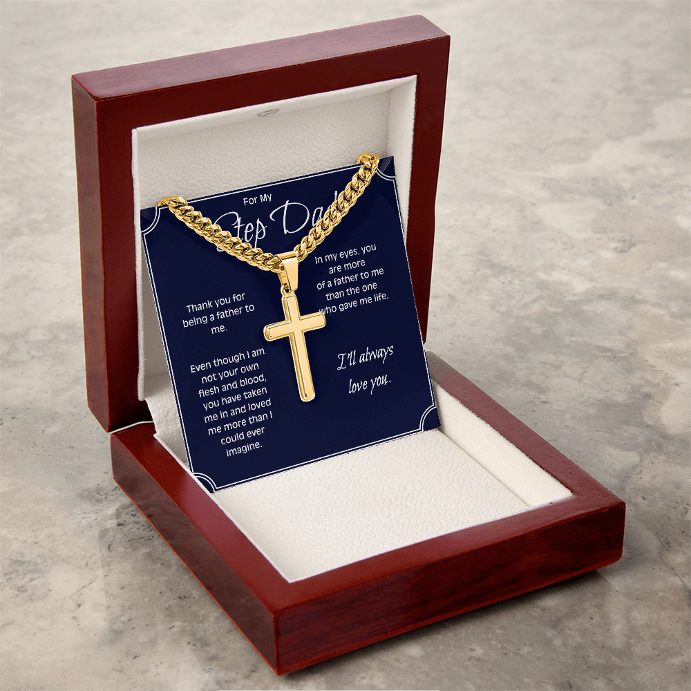 Personalized Cross Necklace for Stepdad